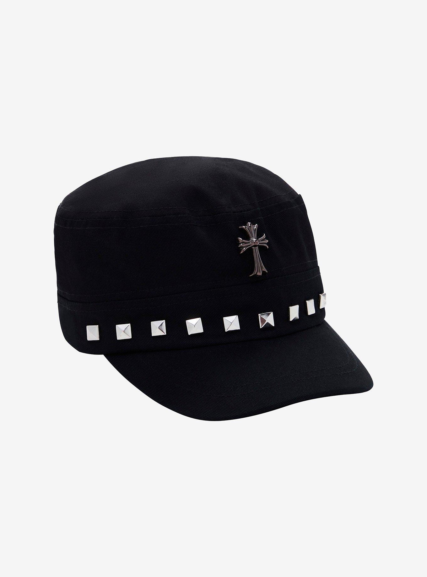 Black Cross Stud Cadet Cap, , hi-res