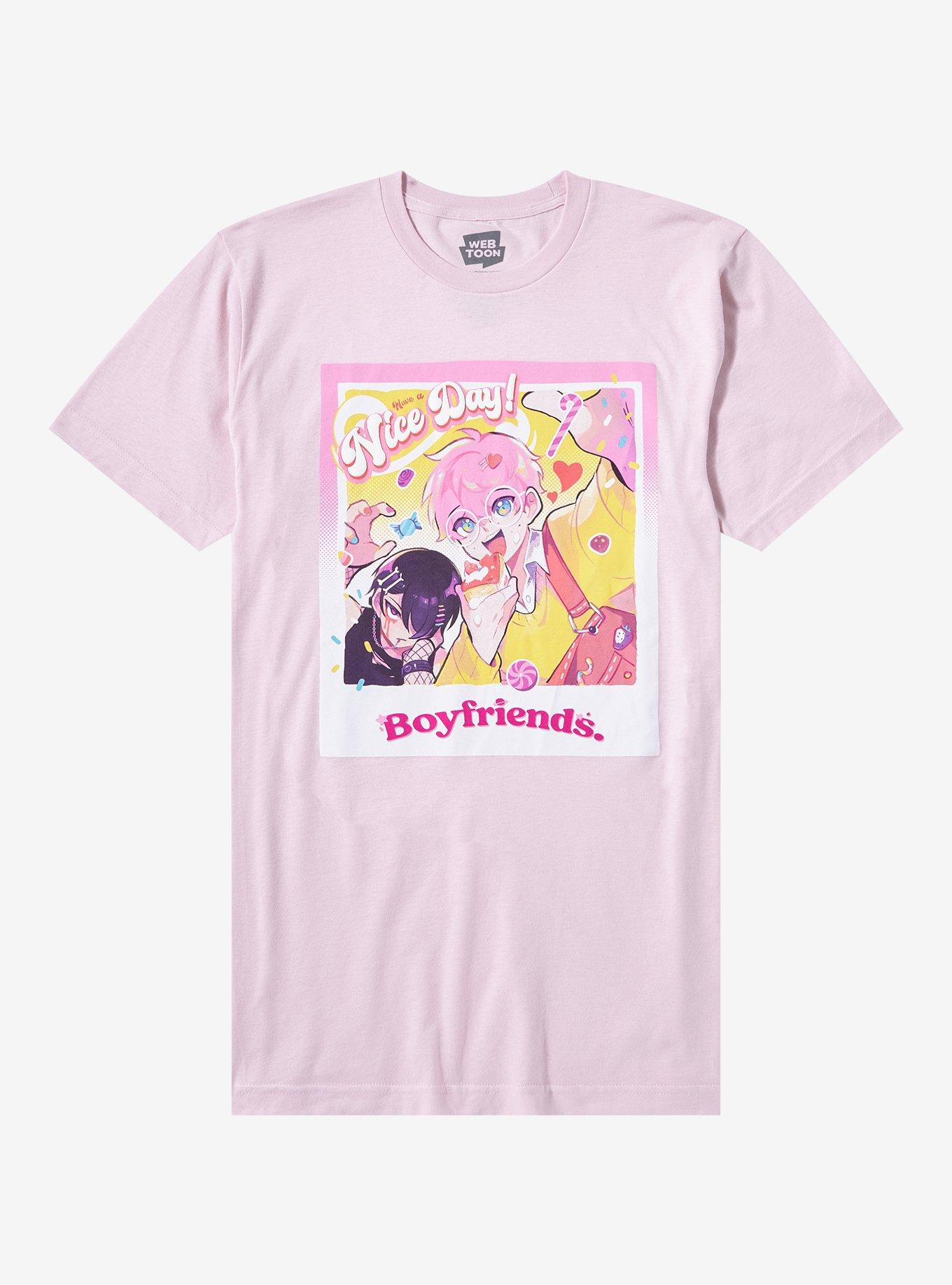 Boyfriends Nerd And Goth Picture Puff Print T-Shirt, PINK, hi-res