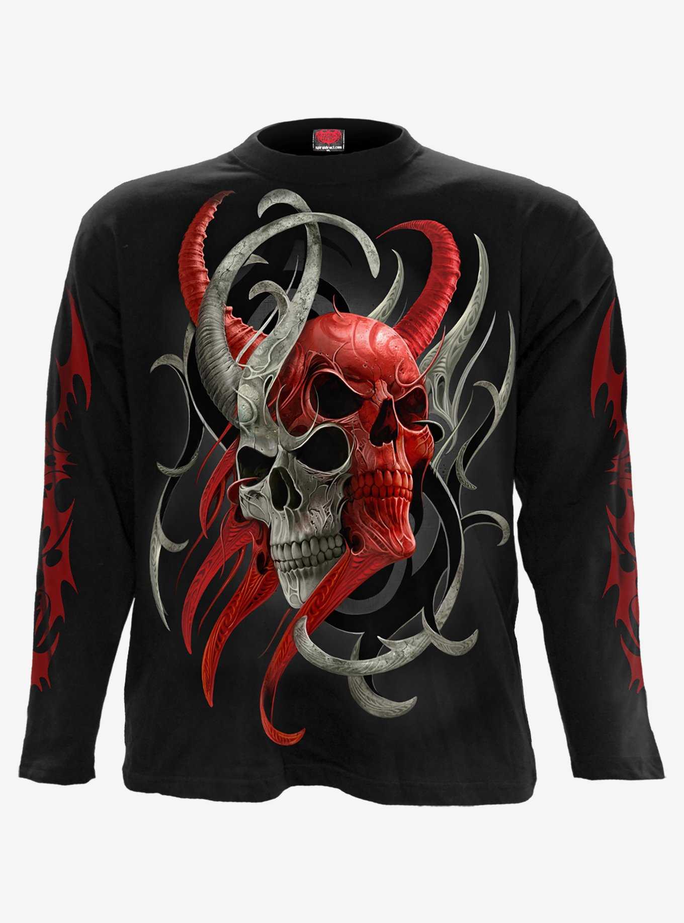 Spiral Skull Synthesis Long Sleeve T-Shirt Black, , hi-res