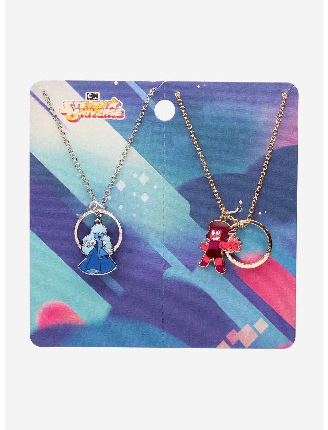 Steven Universe Ruby & Sapphire Best Friend Pendant Necklace Set, , hi-res