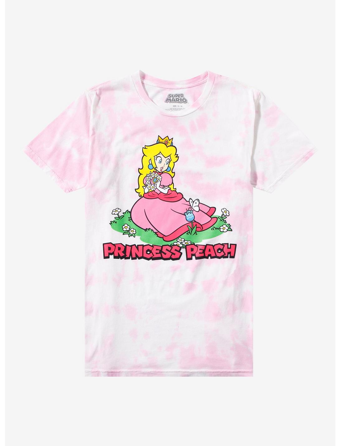 Super Mario Princess Peach Pink Tie-Dye Boyfriend Fit Girls T-Shirt, MULTI, hi-res