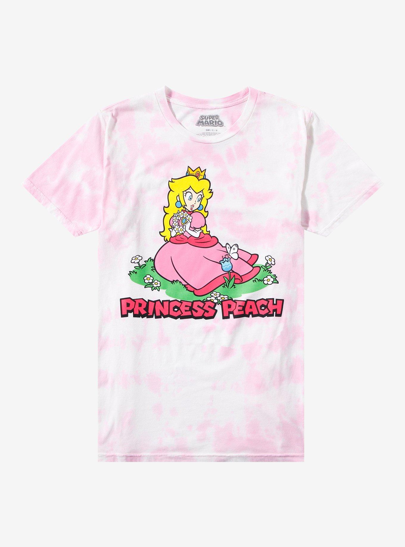 Super Mario Princess Peach Pink Tie-Dye Boyfriend Fit Girls T-Shirt