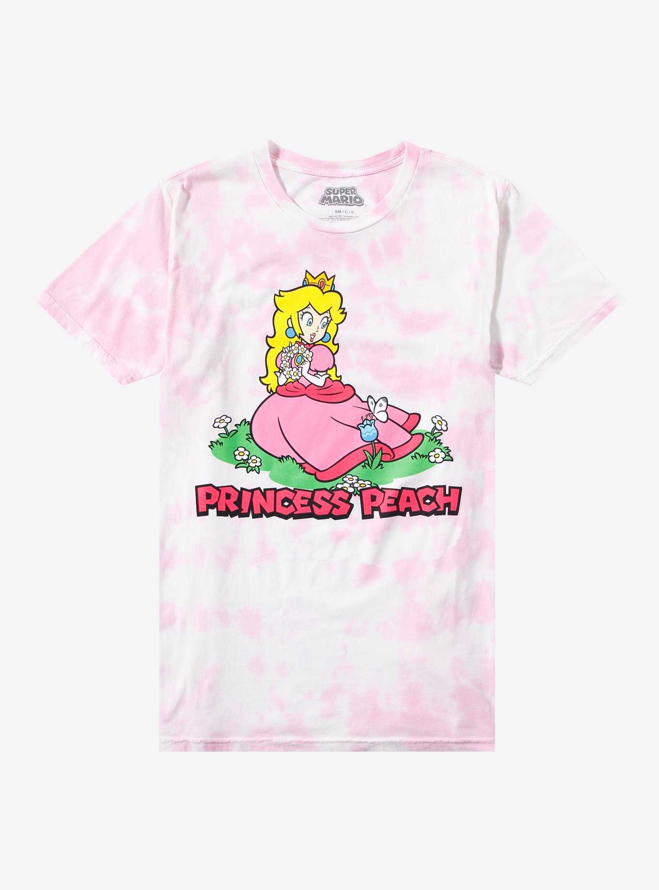 Super Mario Princess Peach Pink Tie-Dye Boyfriend Fit Girls T-Shirt, , hi-res