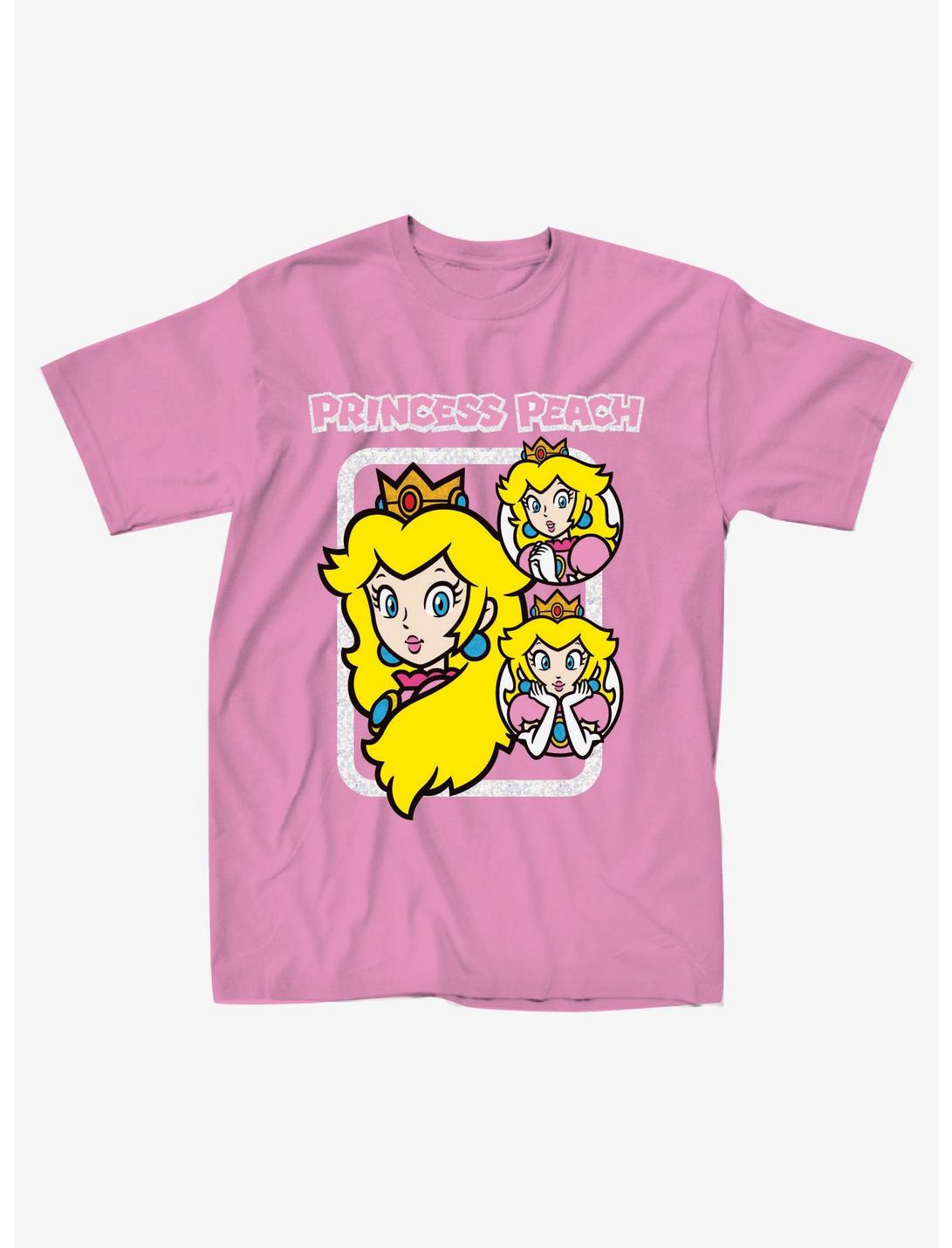 Super Mario Princess Peach Glitter Boyfriend Fit Girls T-Shirt, MULTI, hi-res