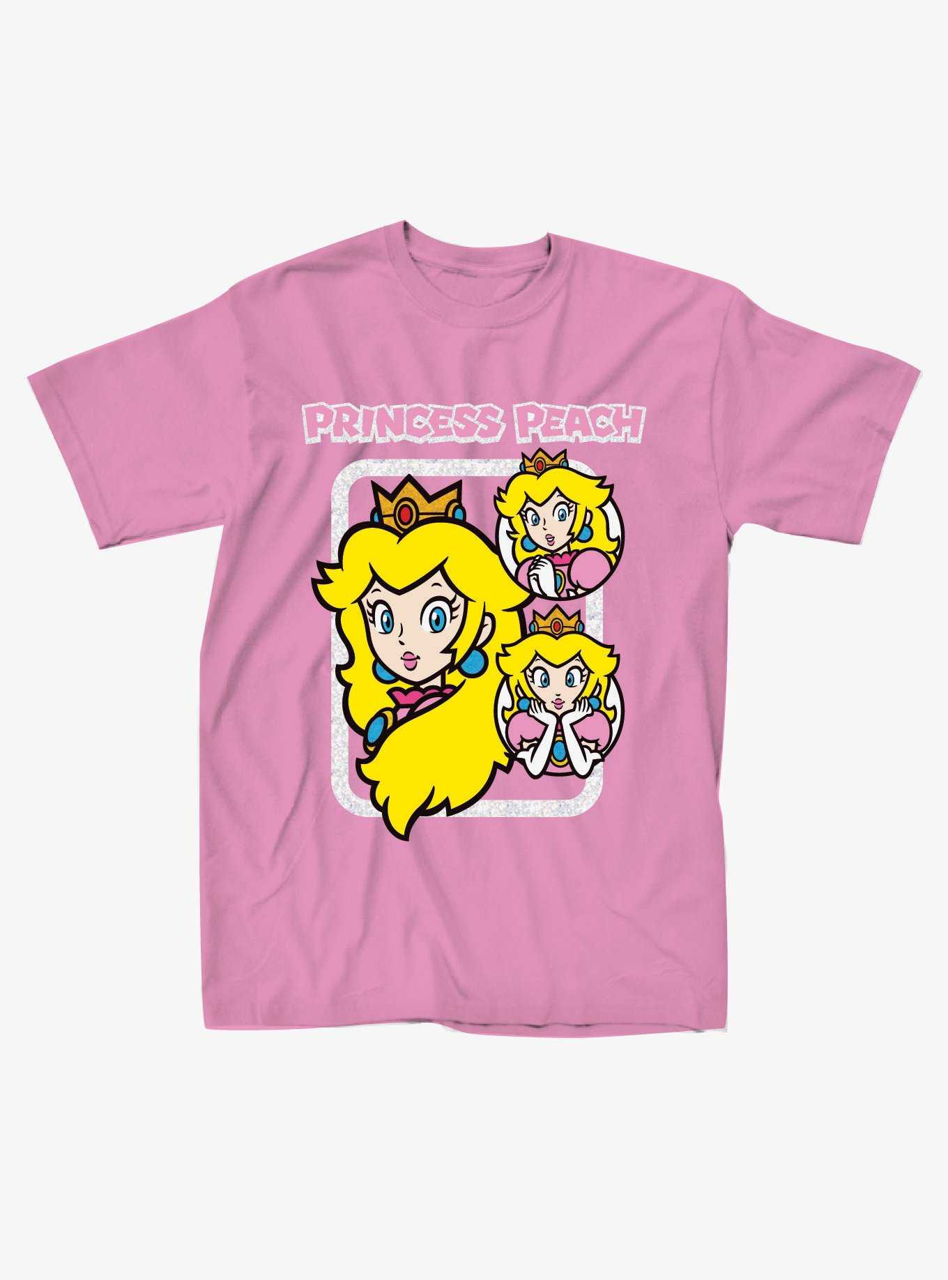 Super Mario Princess Peach Glitter Boyfriend Fit Girls T-Shirt, , hi-res