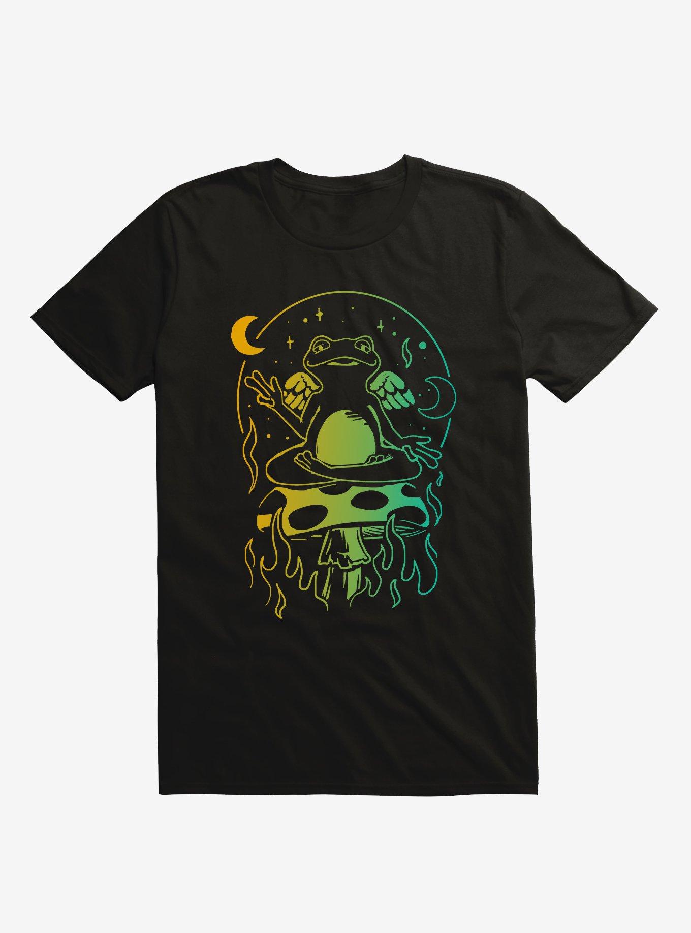 Winged Frog Mushroom T-Shirt, BLACK, hi-res