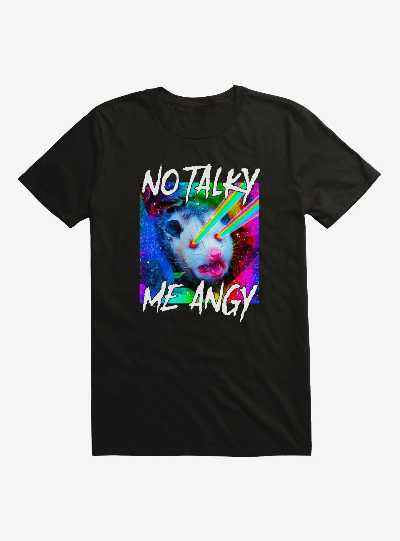 No Talky Angy Possum T-Shirt, BLACK, hi-res