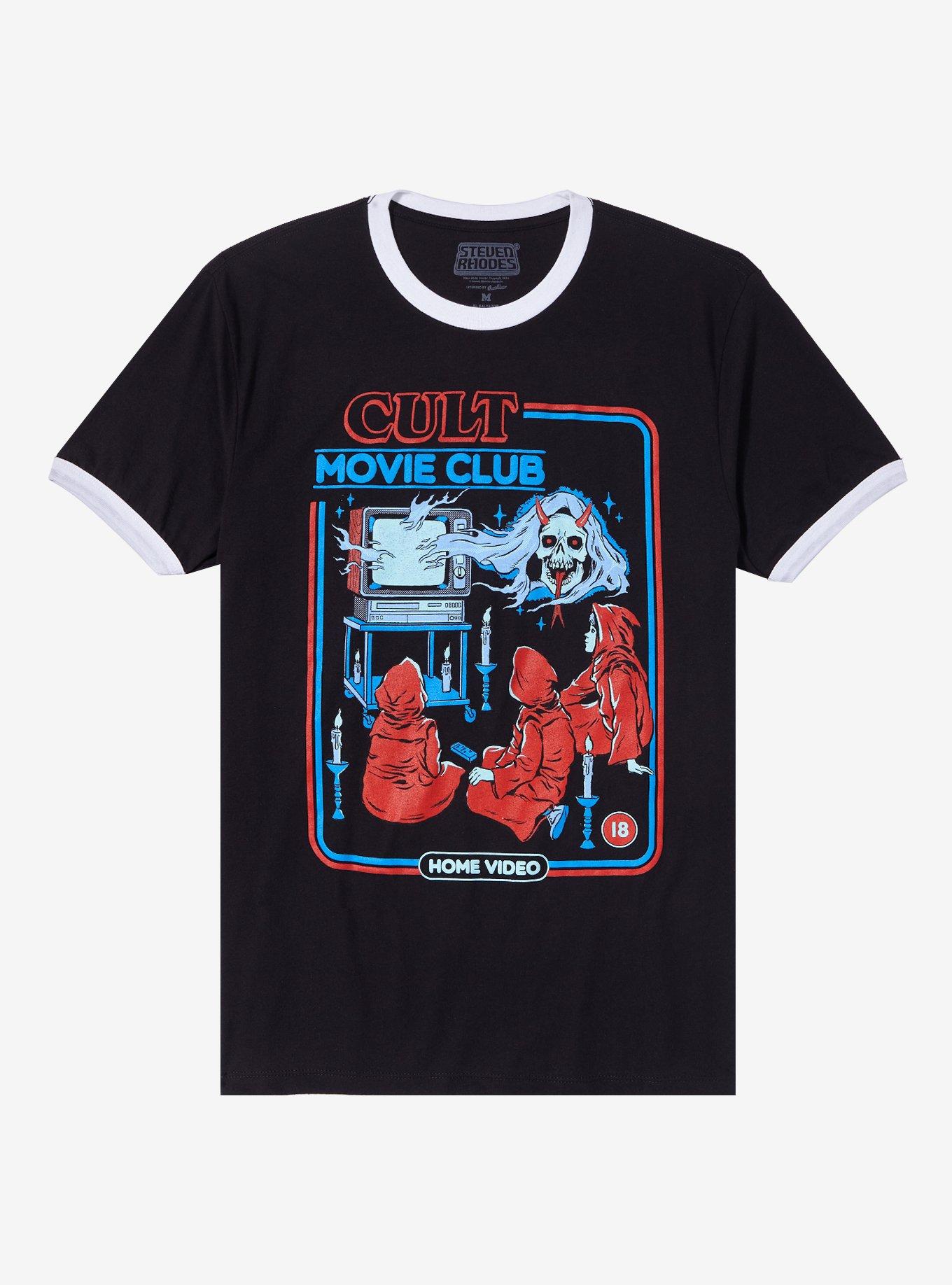 Steven Rhodes Cult Movie Club Ringer T-Shirt, BLACK, hi-res