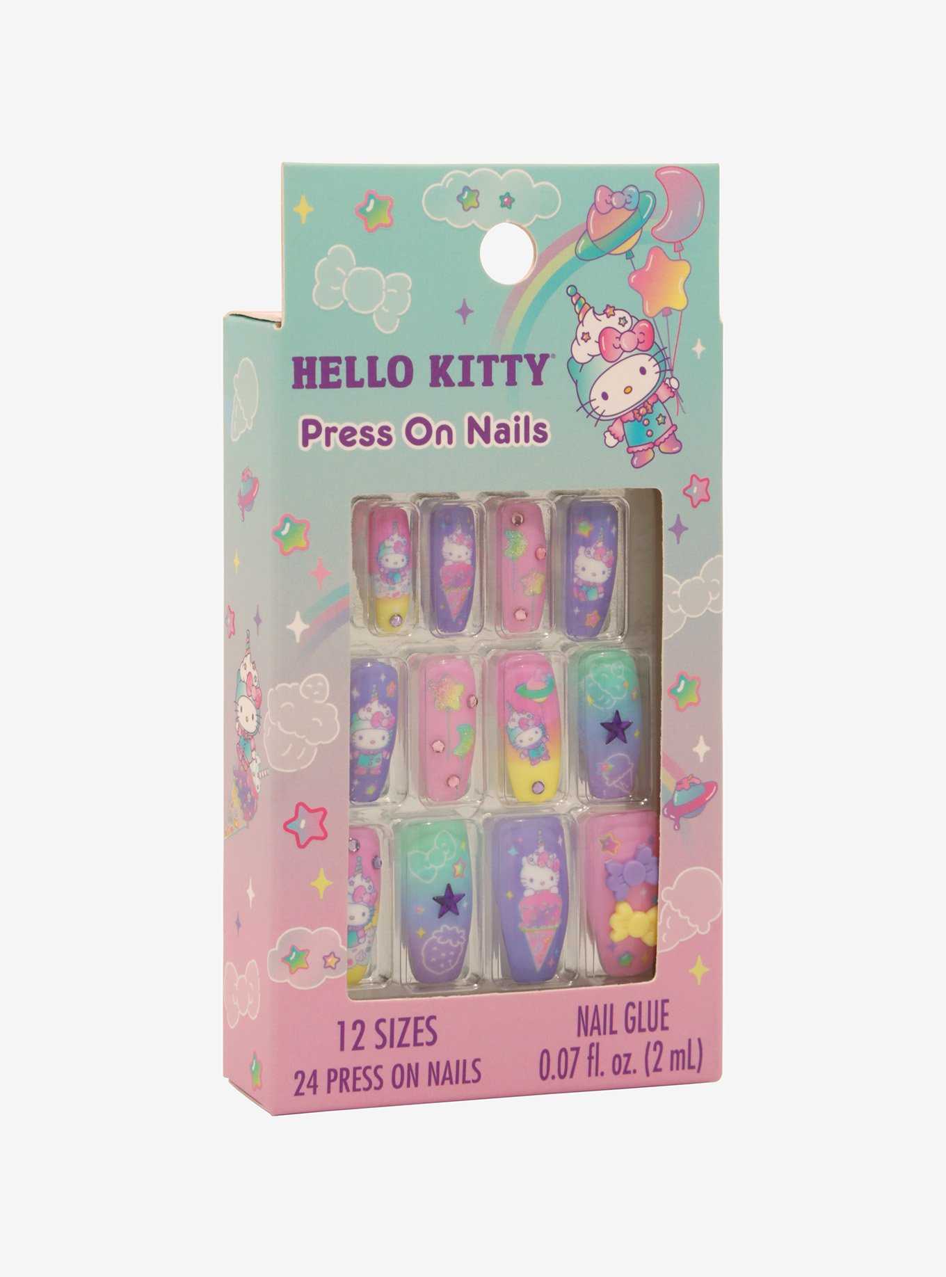 Hello Kitty Pastel Unicorn Faux Nail Set, , hi-res