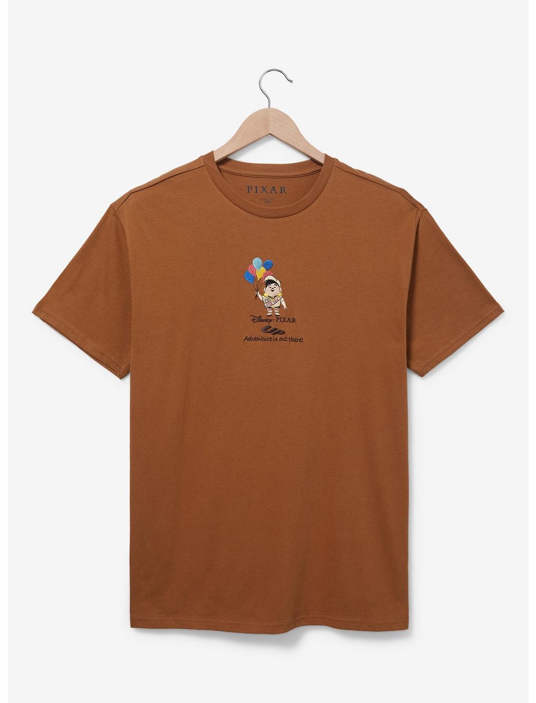 Disney Pixar Up Russell Balloon Embroidered T-Shirt — BoxLunch Exclusive, BROWN  LIGHT BROWN, hi-res