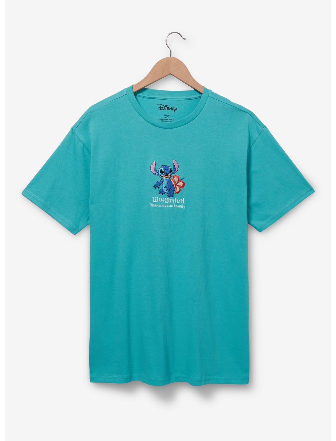 Disney Lilo & Stitch Floral Portrait T-Shirt - BoxLunch Exclusive, CADET BLUES, hi-res