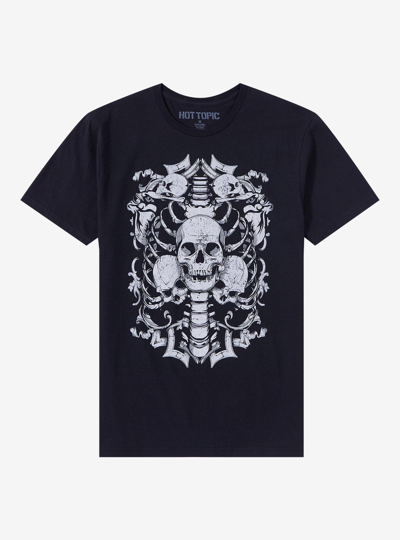 Skull Ribs T-Shirt, BLACK, hi-res