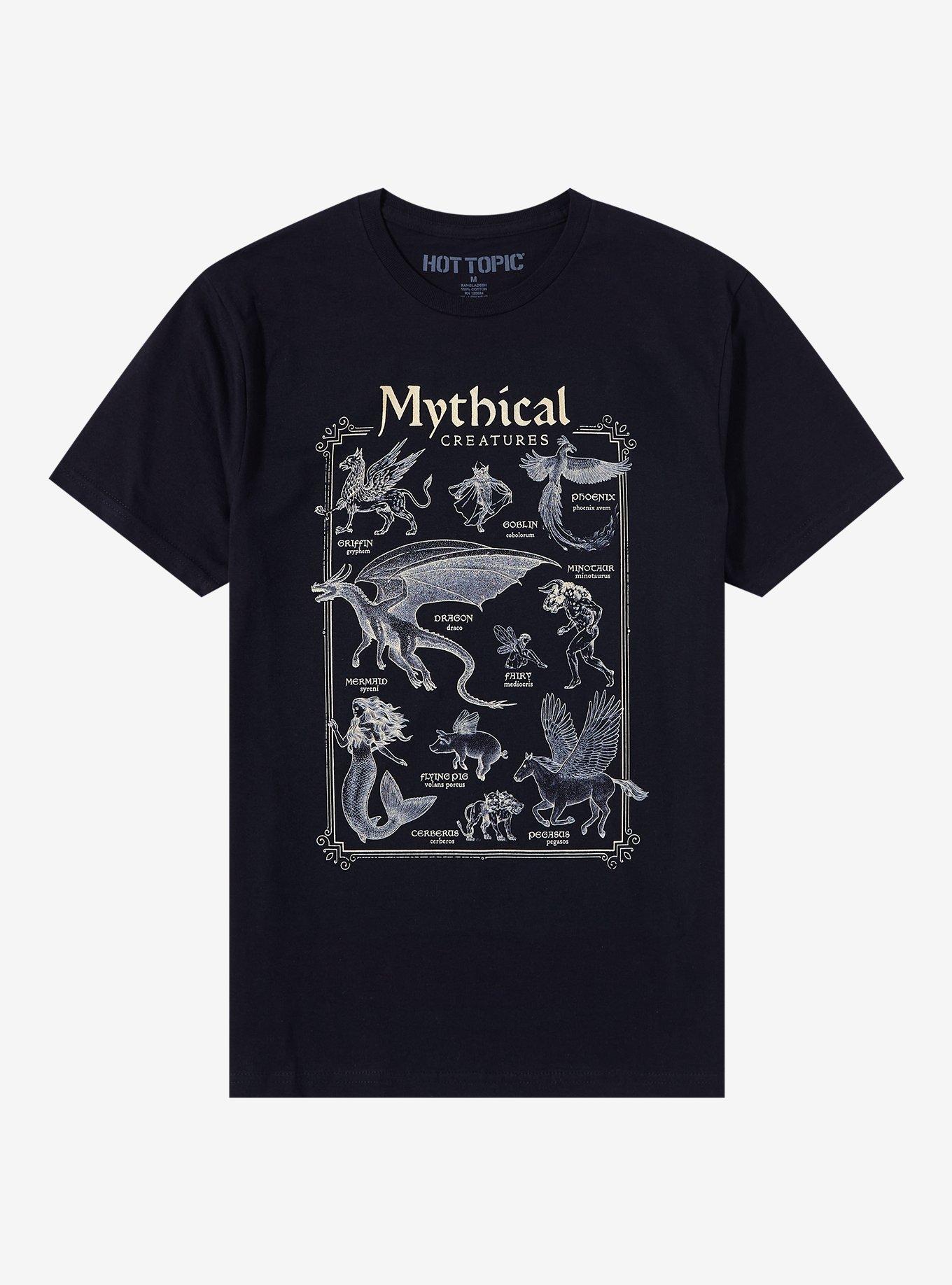 Mythical Creature Infographic T-Shirt, BLACK, hi-res