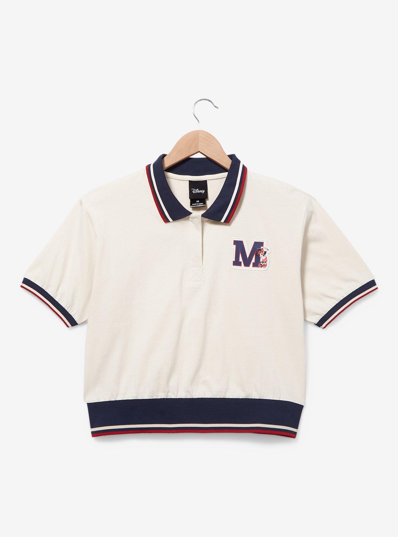 Disney Minnie Mouse Initial Golf Women's Plus Size Cropped Polo - BoxLunch Exclusive, OFF WHITE, hi-res