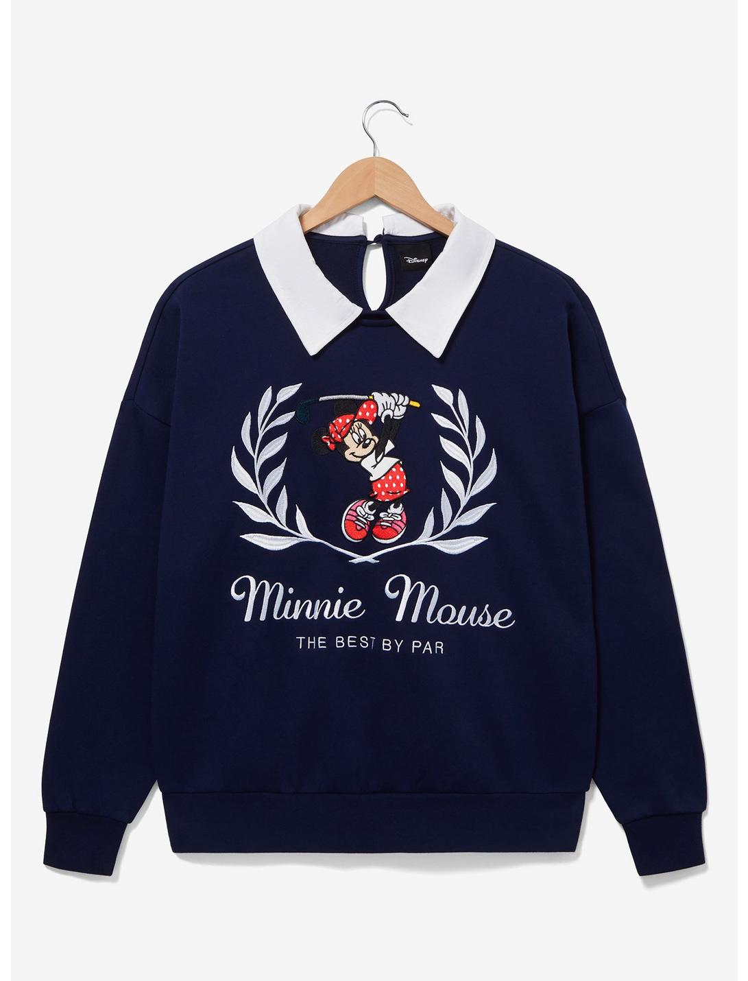 Disney Minnie Mouse Golf Collared Women's Crewneck - BoxLunch Exclusive, NAVY, hi-res