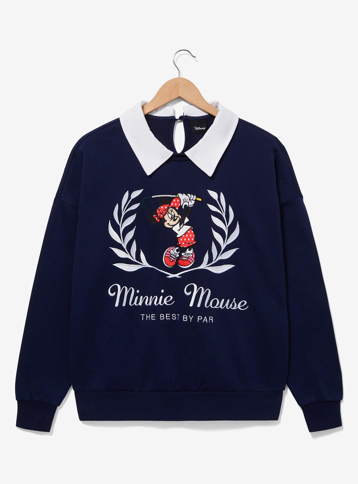 Disney Minnie Mouse Golf Collared Women's Crewneck - BoxLunch Exclusive, NAVY, hi-res