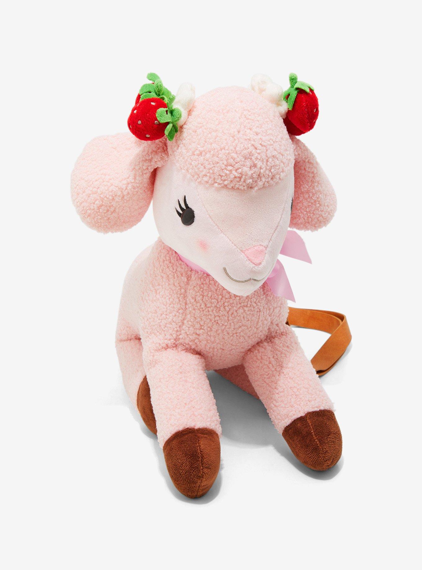 Pastel Pink Strawberry Lamb Plush Crossbody Bag, , hi-res