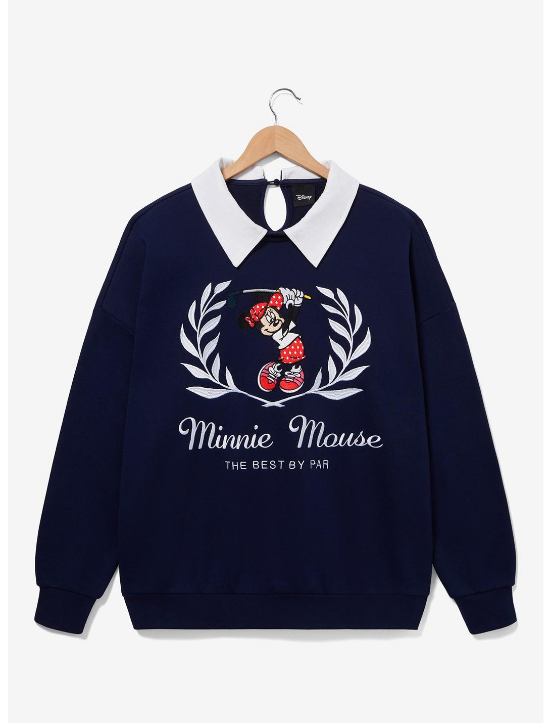 Disney Minnie Mouse Golf Collared Women's Plus Size Crewneck - BoxLunch Exclusive, NAVY, hi-res