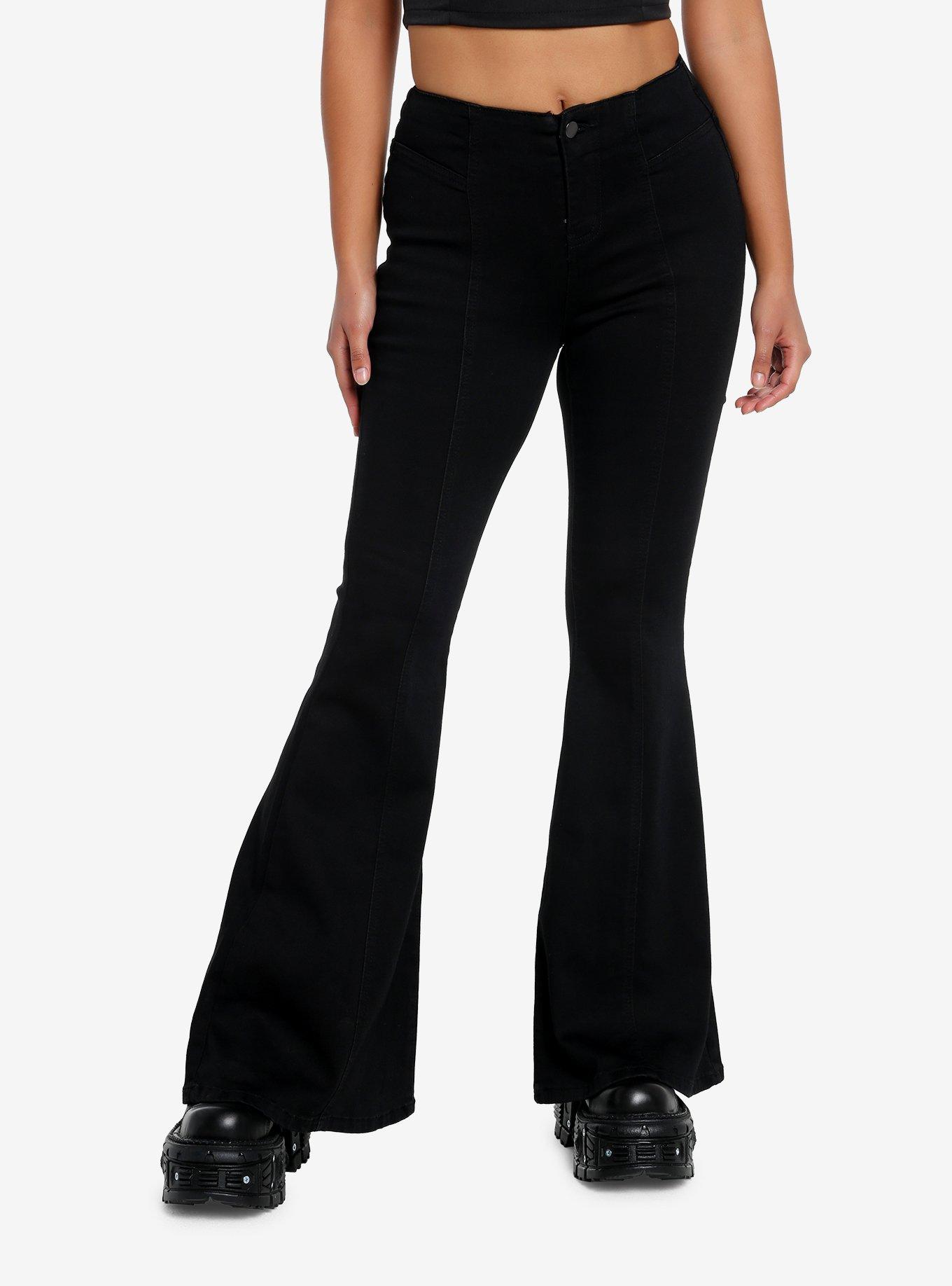 Hollister high rise slit flare jeans in black