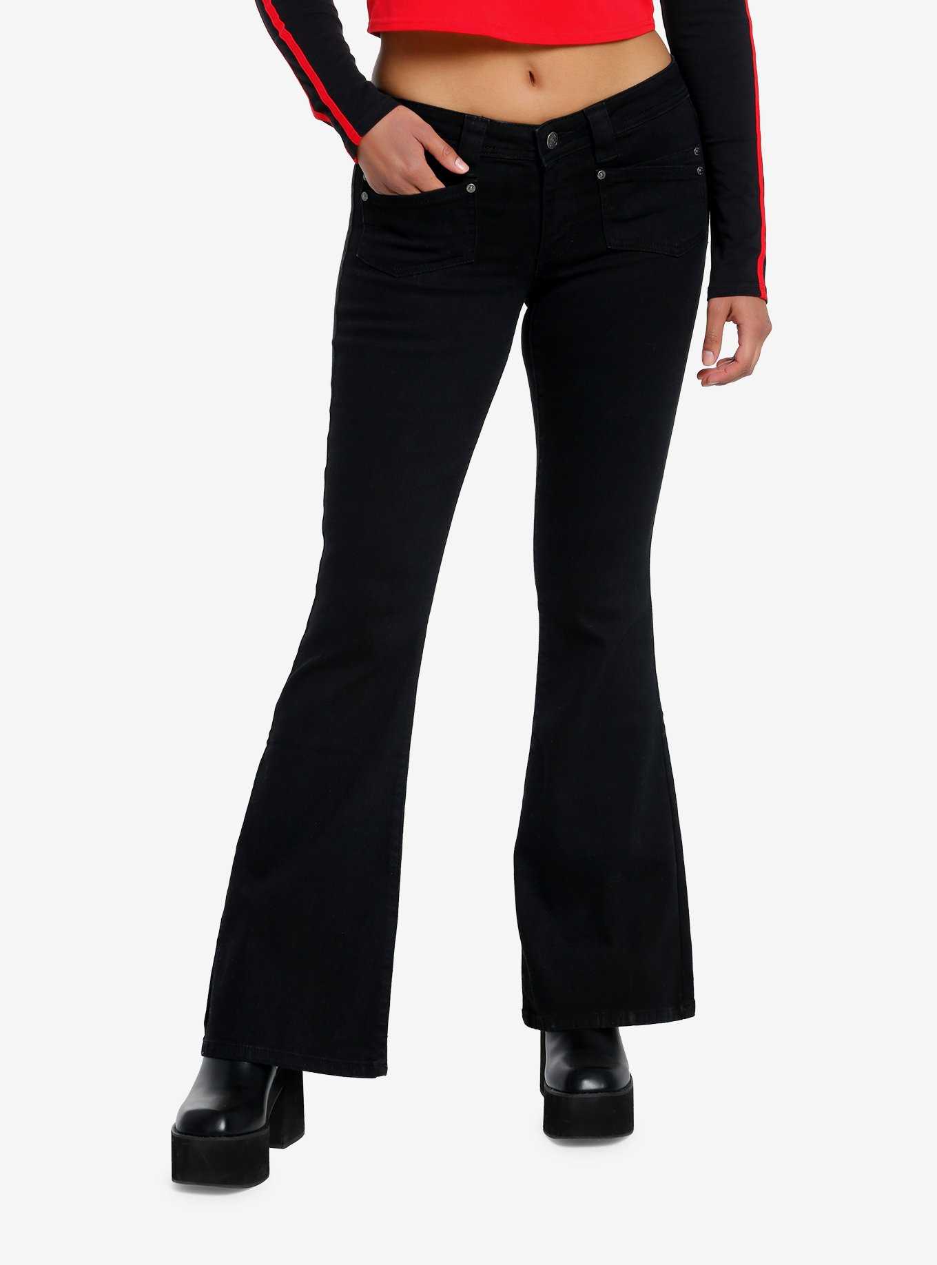Black & Red Star Suspender Flare Pants Plus Size