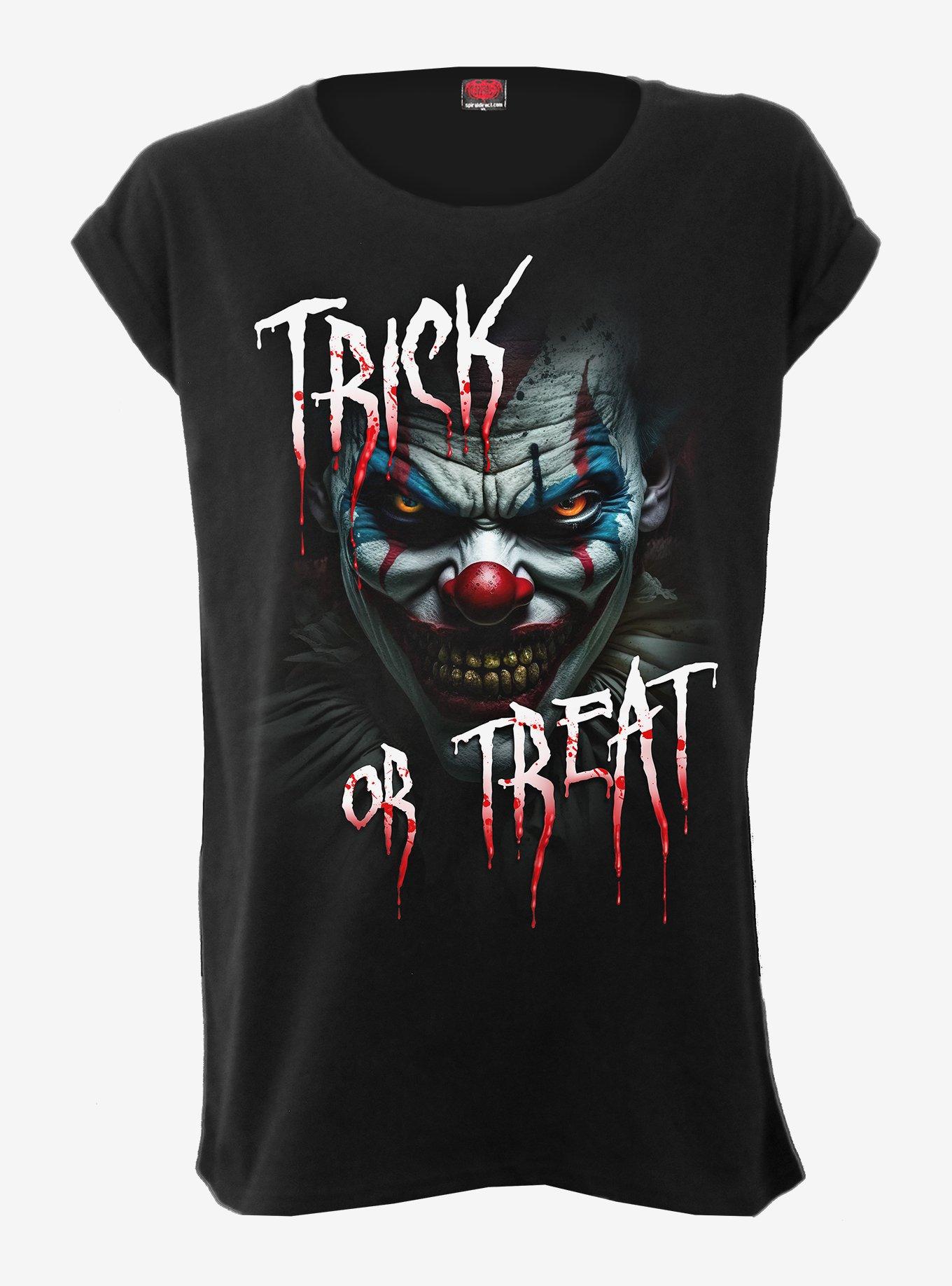 Spiral Trick Or Treat Turnup Sleeve Loose Fit Tee, BLACK, hi-res