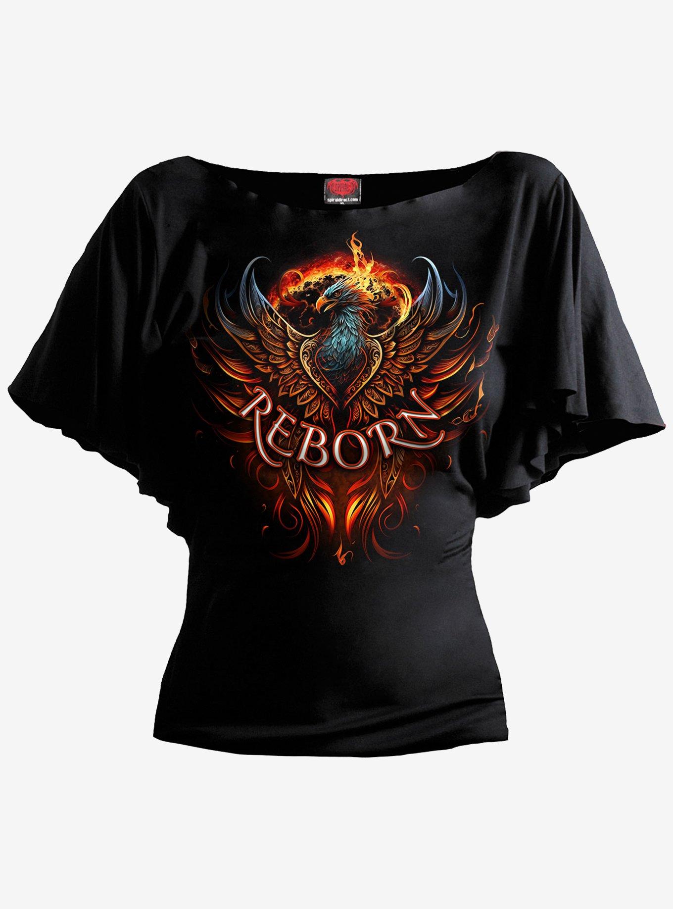 Spiral Ashes Reborn Boat Neck Bat Sleeve Top Black, BLACK, hi-res