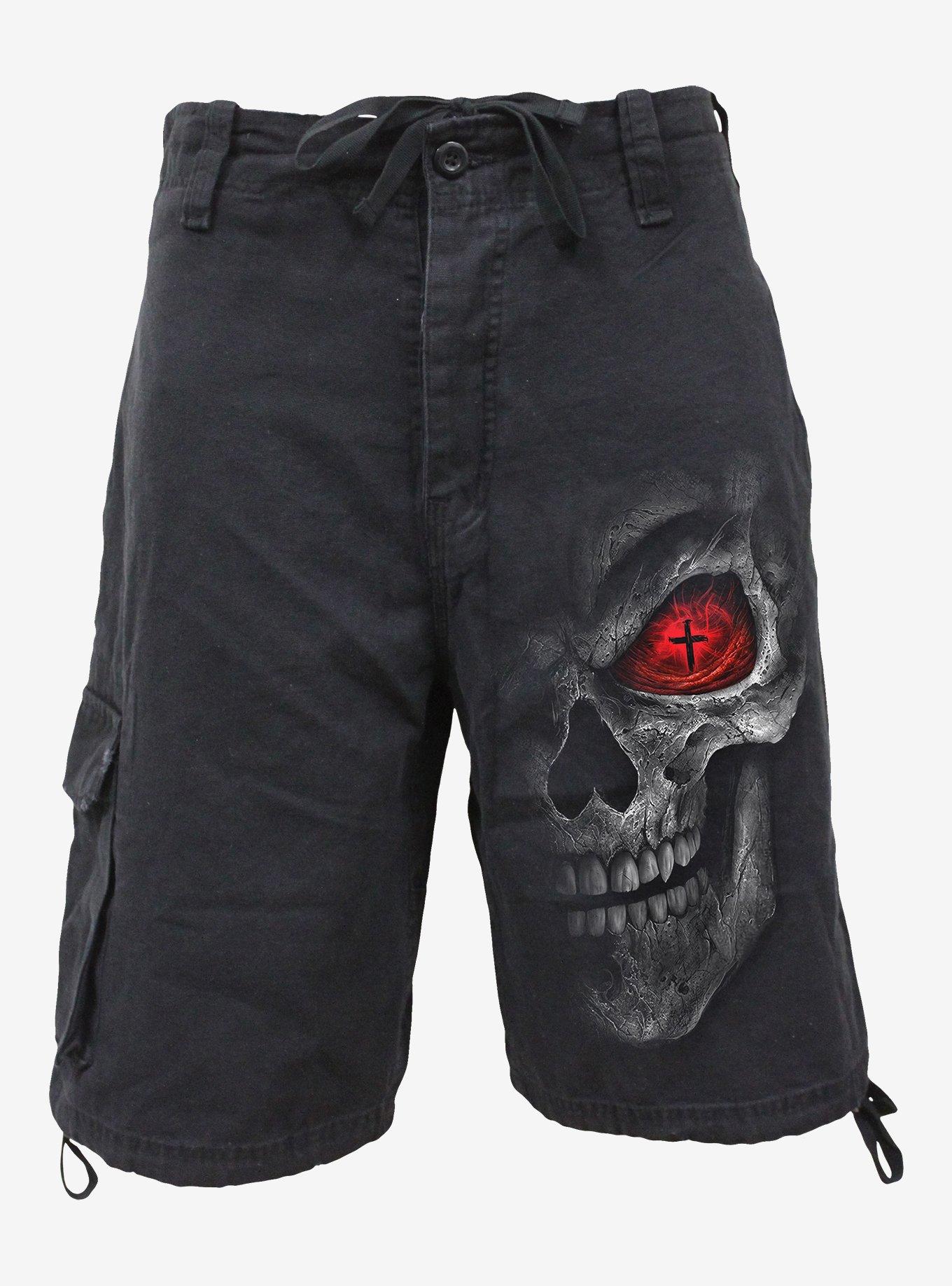 Spiral Death Stare Vintage Cargo Shorts Black, , hi-res
