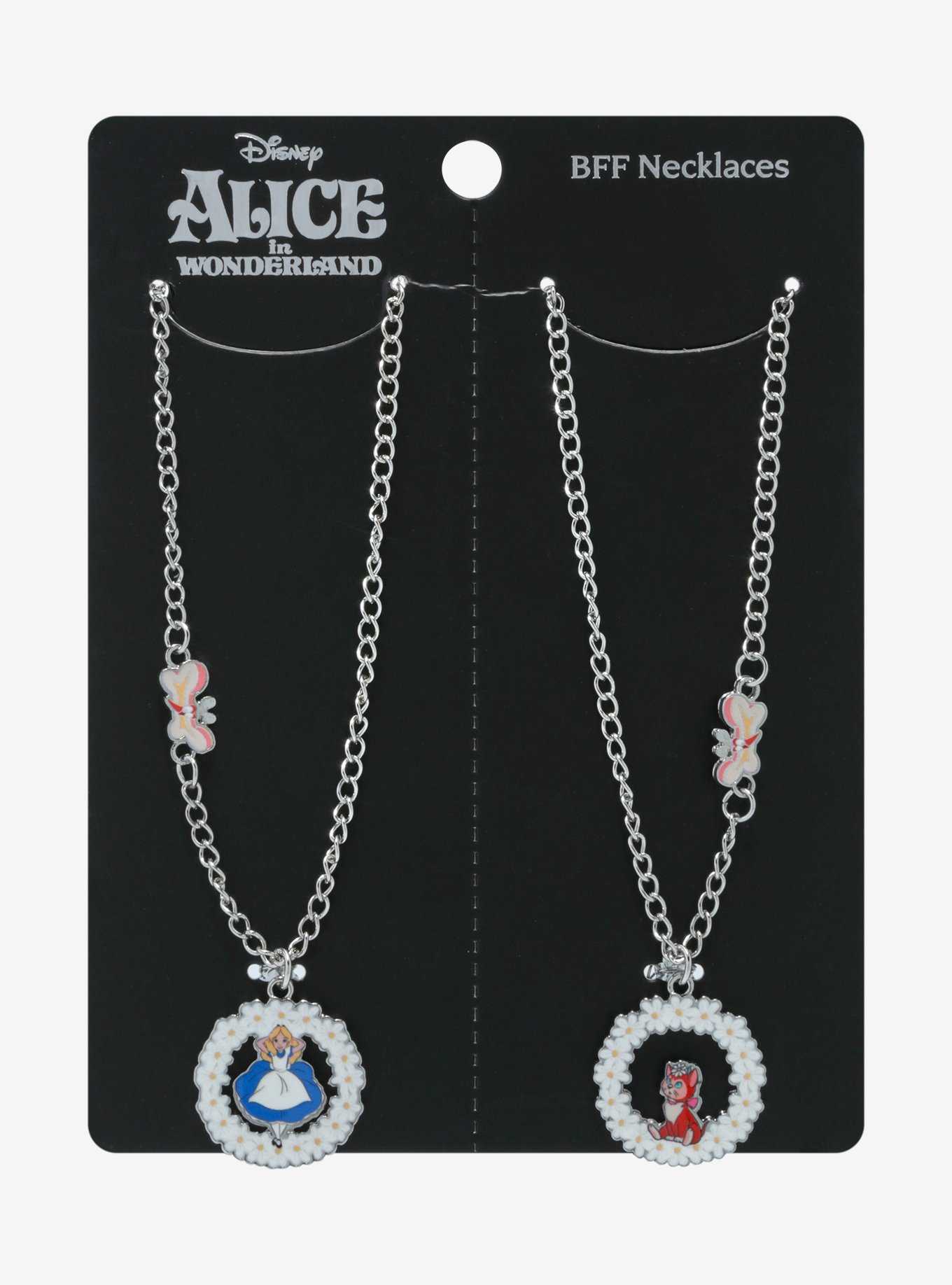 Disney Alice In Wonderland Floral Wreath Best Friend Necklace Set, , hi-res