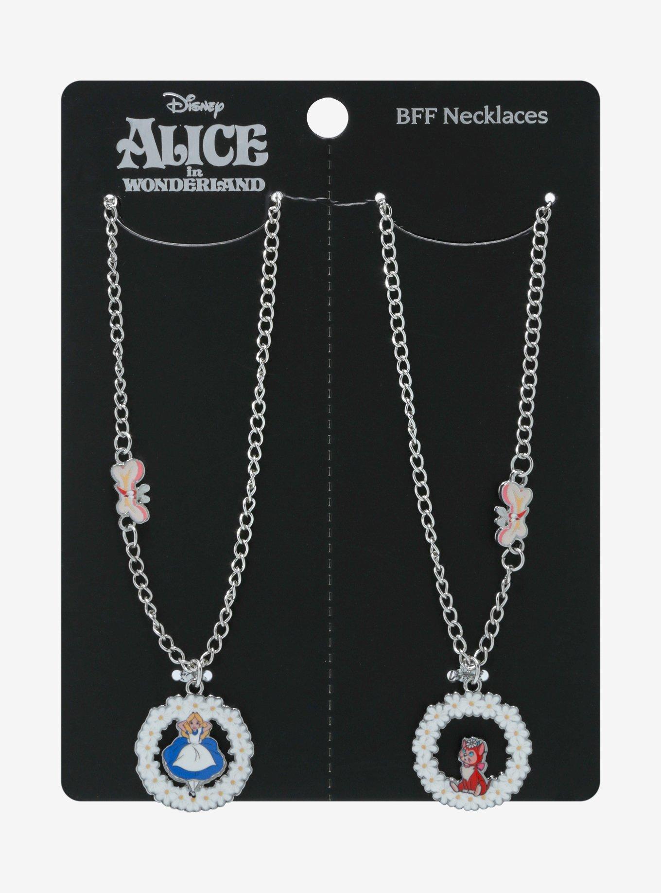 Disney Alice In Wonderland Floral Wreath Best Friend Necklace Set, , hi-res