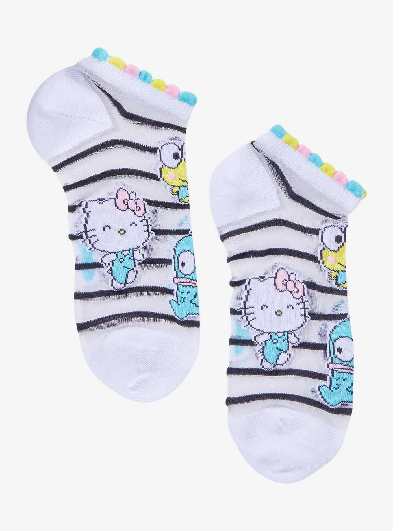 Hello Kitty And Friends Stripe No-Show Mesh Socks, , hi-res