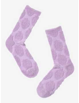 Lavender Strawberry Terry Stitch Crew Socks, , hi-res