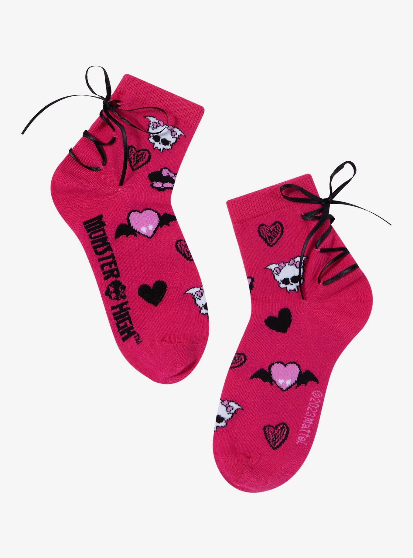 Monster High Draculaura Lace-Up Ankle Socks, , hi-res