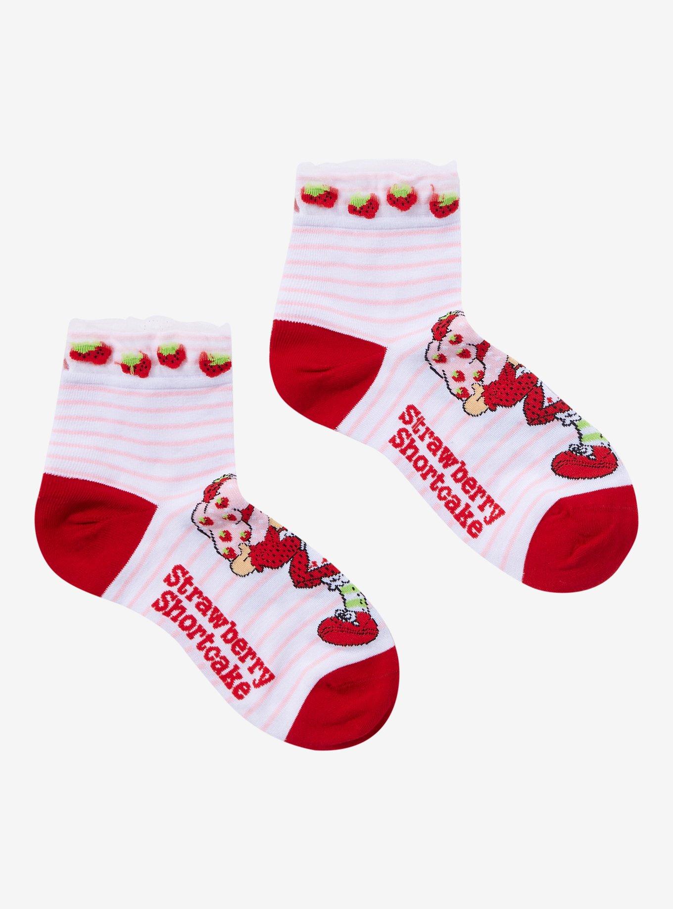 Strawberry Shortcake Mesh Strawberry Ankle Socks, , hi-res