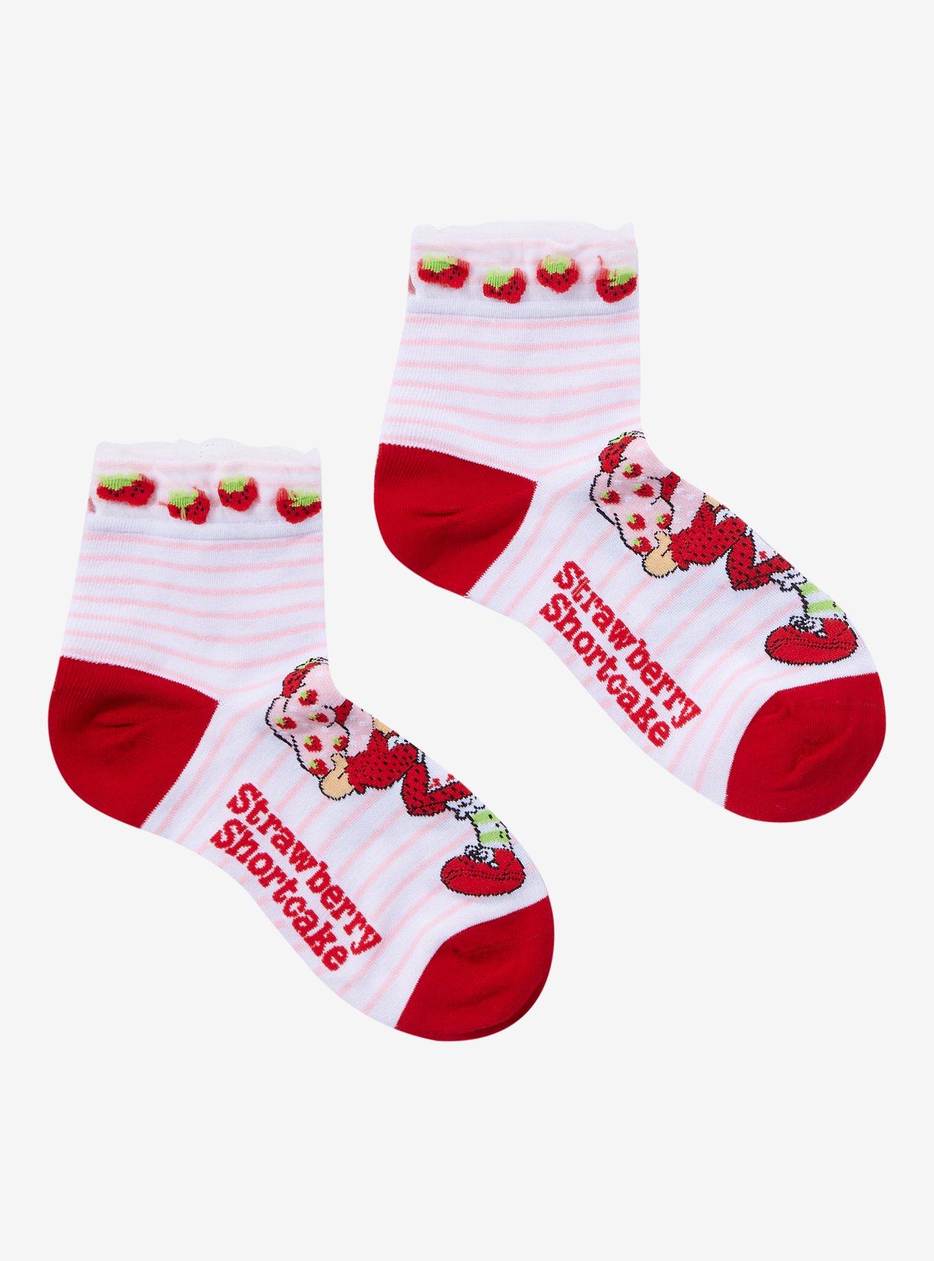 Strawberry Shortcake Mesh Strawberry Ankle Socks, , hi-res