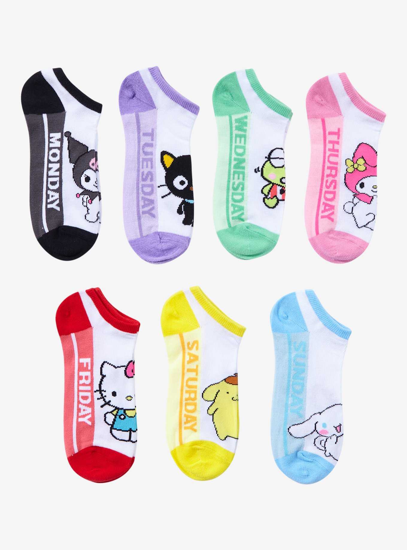 Hello Kitty And Friends Week No-Show Socks 7 Pair, , hi-res