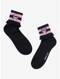 Kuromi Varsity Stripe Lettuce Ankle Socks, , hi-res