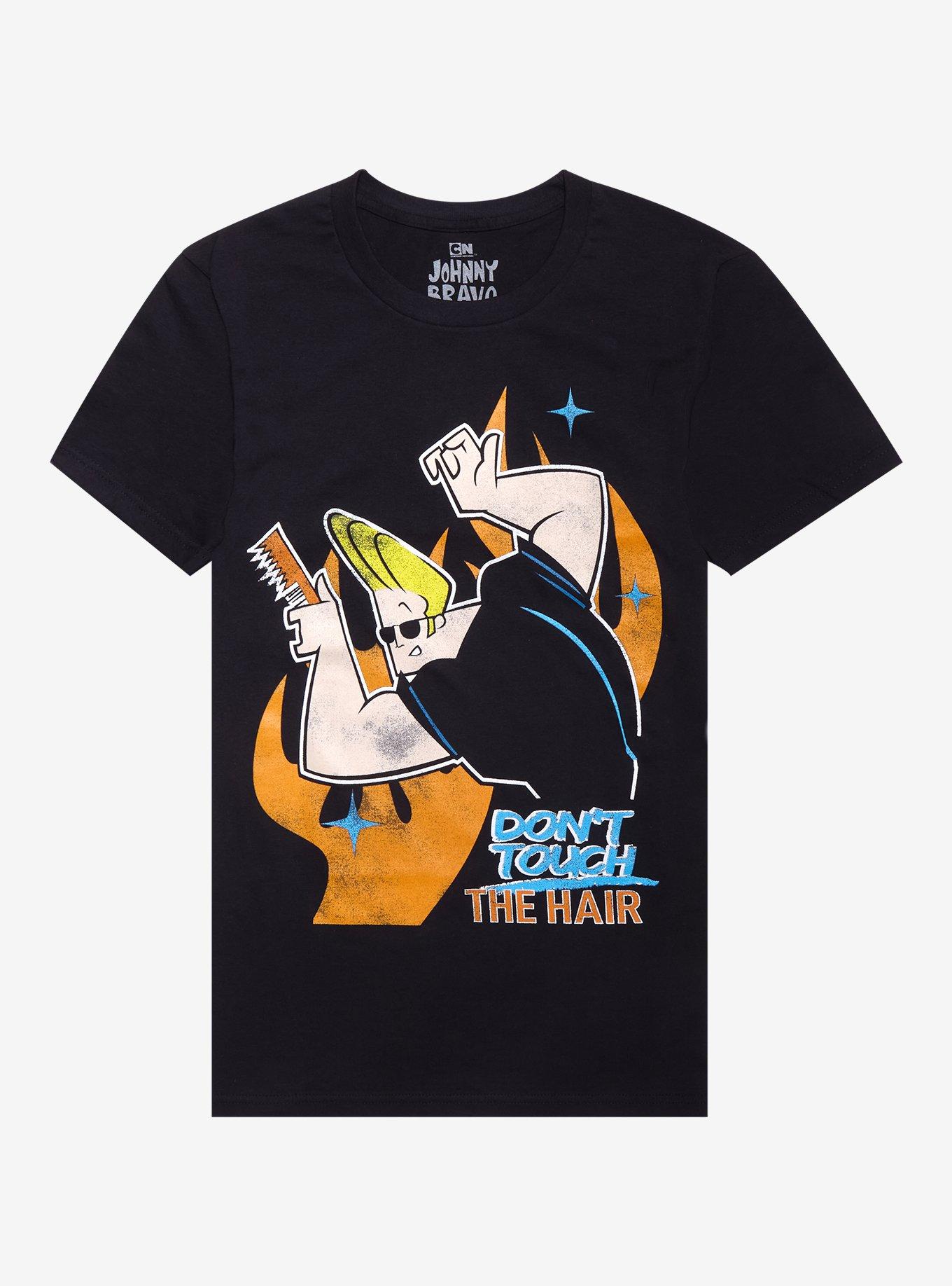 Johnny Bravo Don't Touch The Hair T-Shirt, BLACK, hi-res