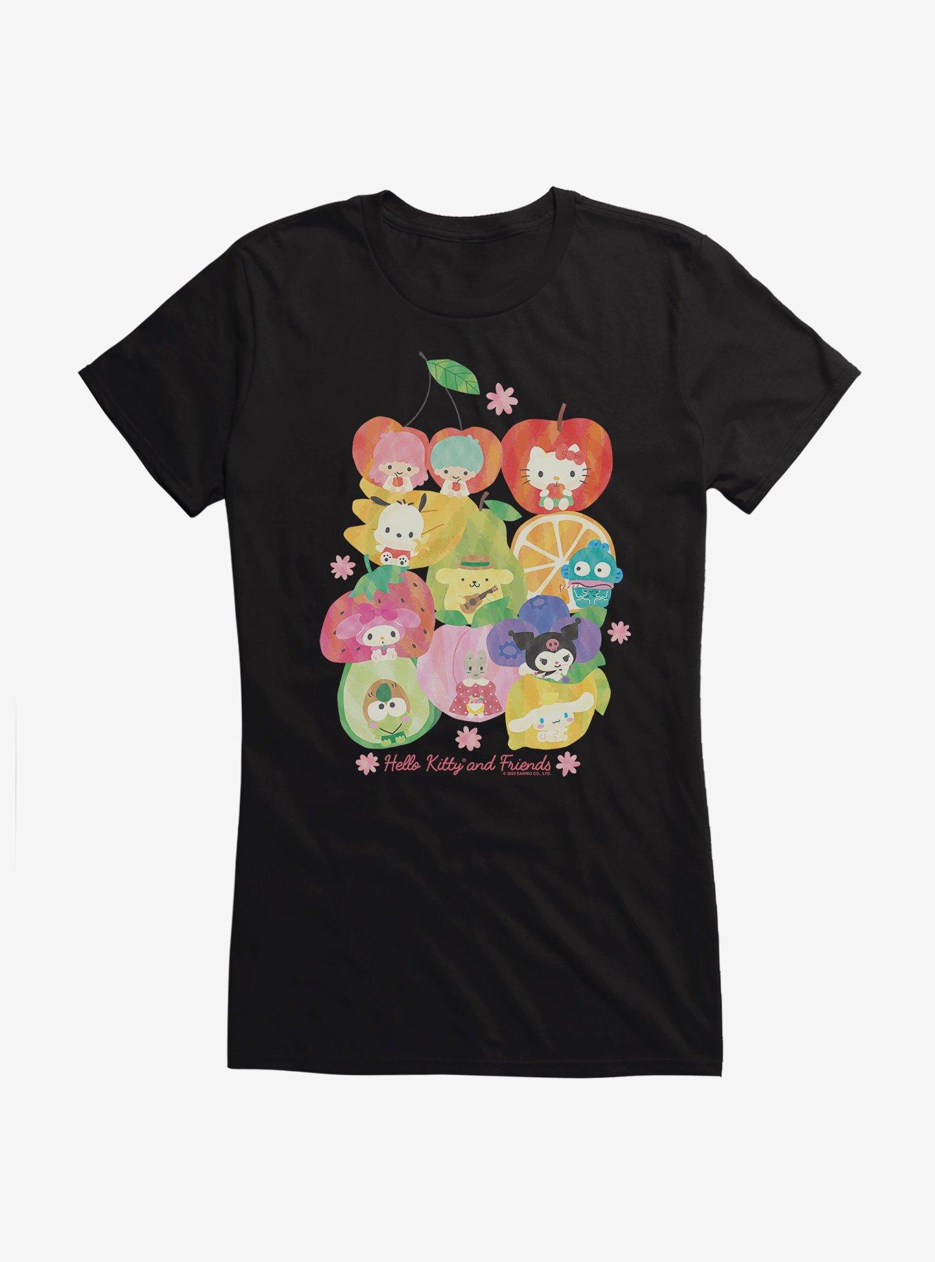 Hello Kitty And Friends Fruit Background Portrait Girls T-Shirt