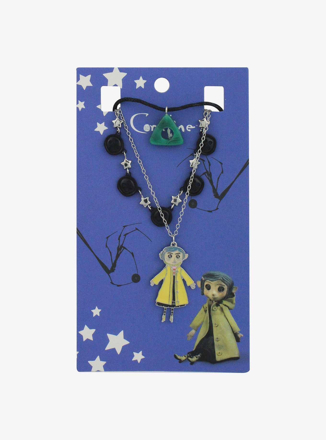 Coraline Doll Button & Stone Necklace Set, , hi-res