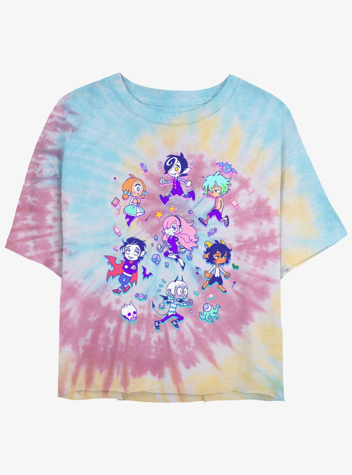 Devil's Candy Chibi Jumble Girls Tie-Dye Crop T-Shirt, BLUPNKLY, hi-res