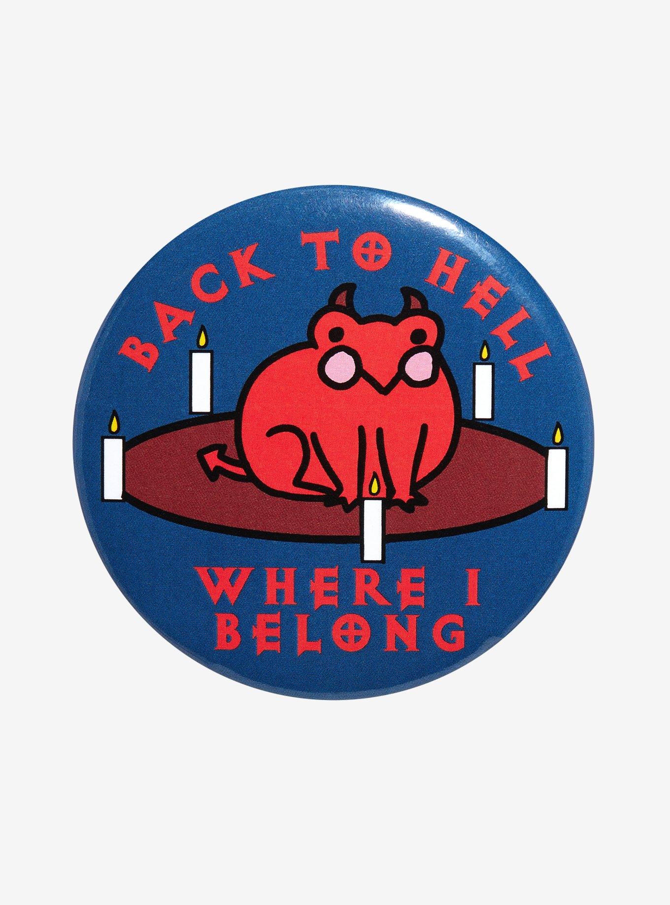 Back To Hell Demon Frog 3 Inch Button, , hi-res
