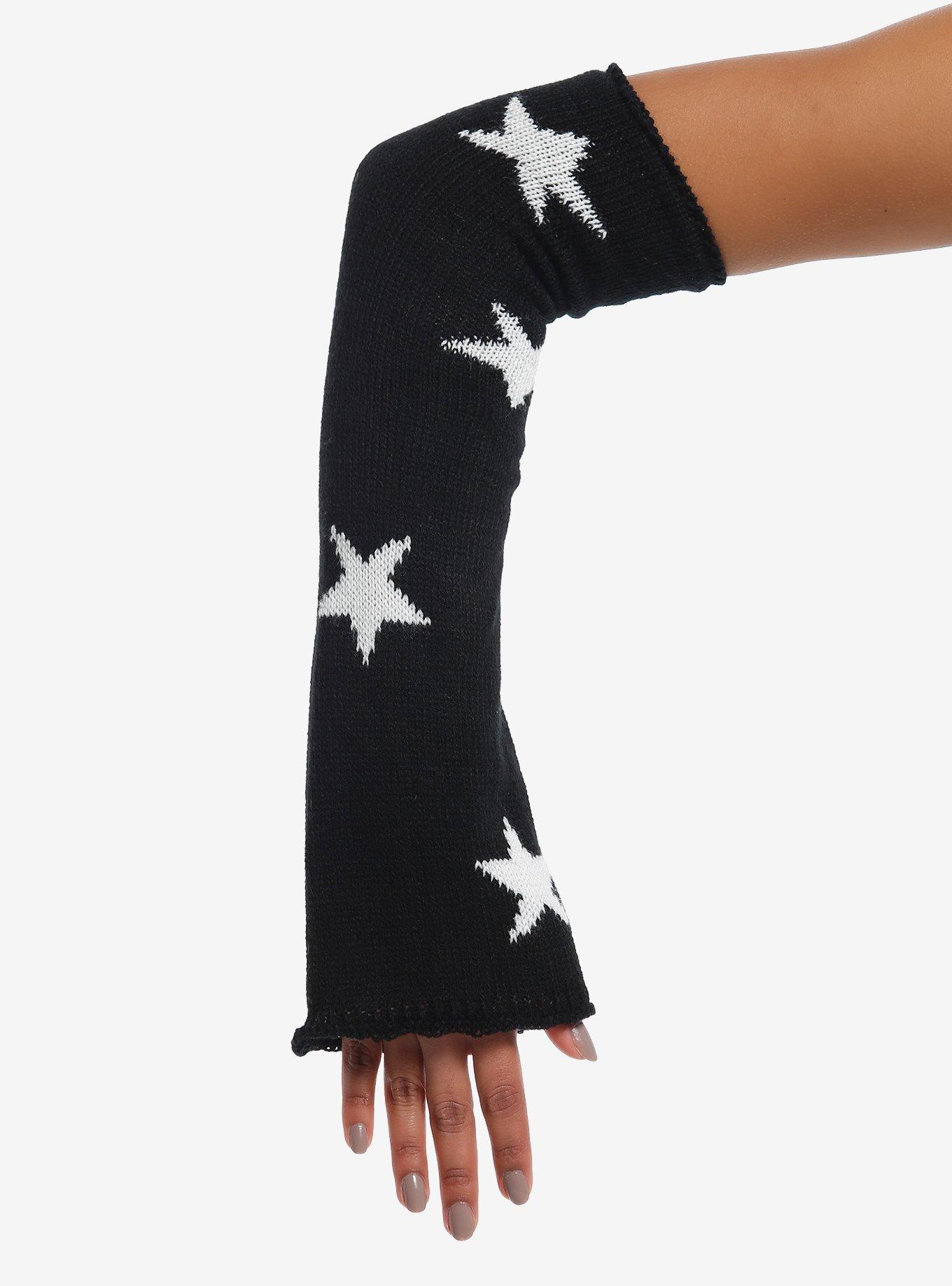 Black & White Star Flared Arm Warmers | Hot Topic