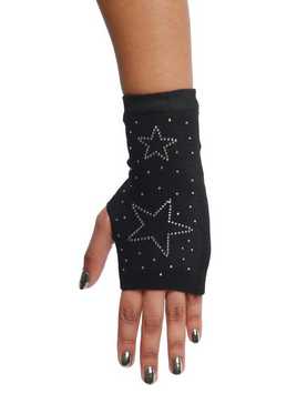 Rhinestone Star Fingerless Gloves, , hi-res