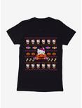 Hello Kitty Trick Or Treat Ugly Sweater Pattern Womens T-Shirt, BLACK, hi-res