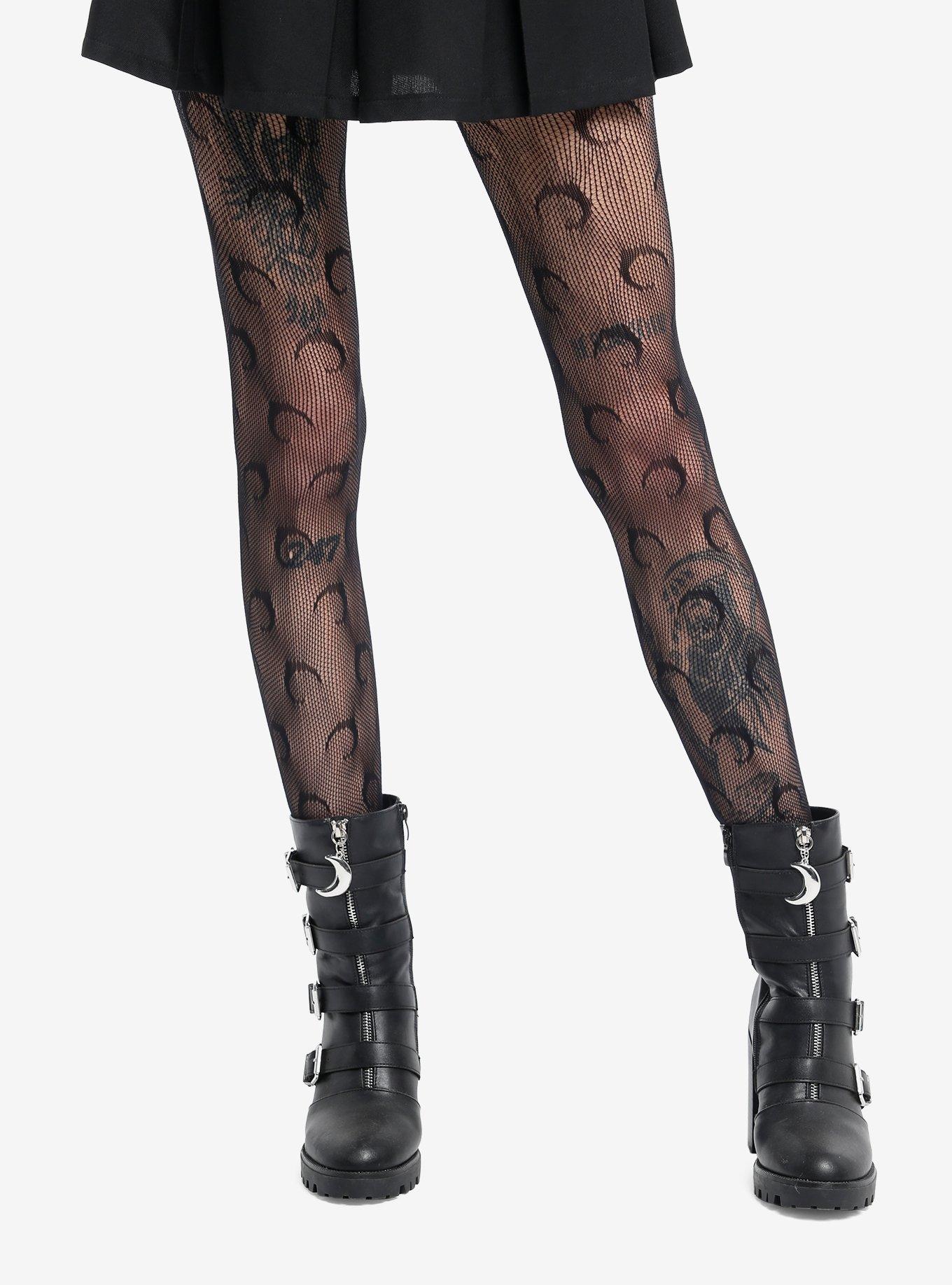 Crescent Black Moon Celestial Moon Fishnet Tights - $10 New With Tags -  From Rachel
