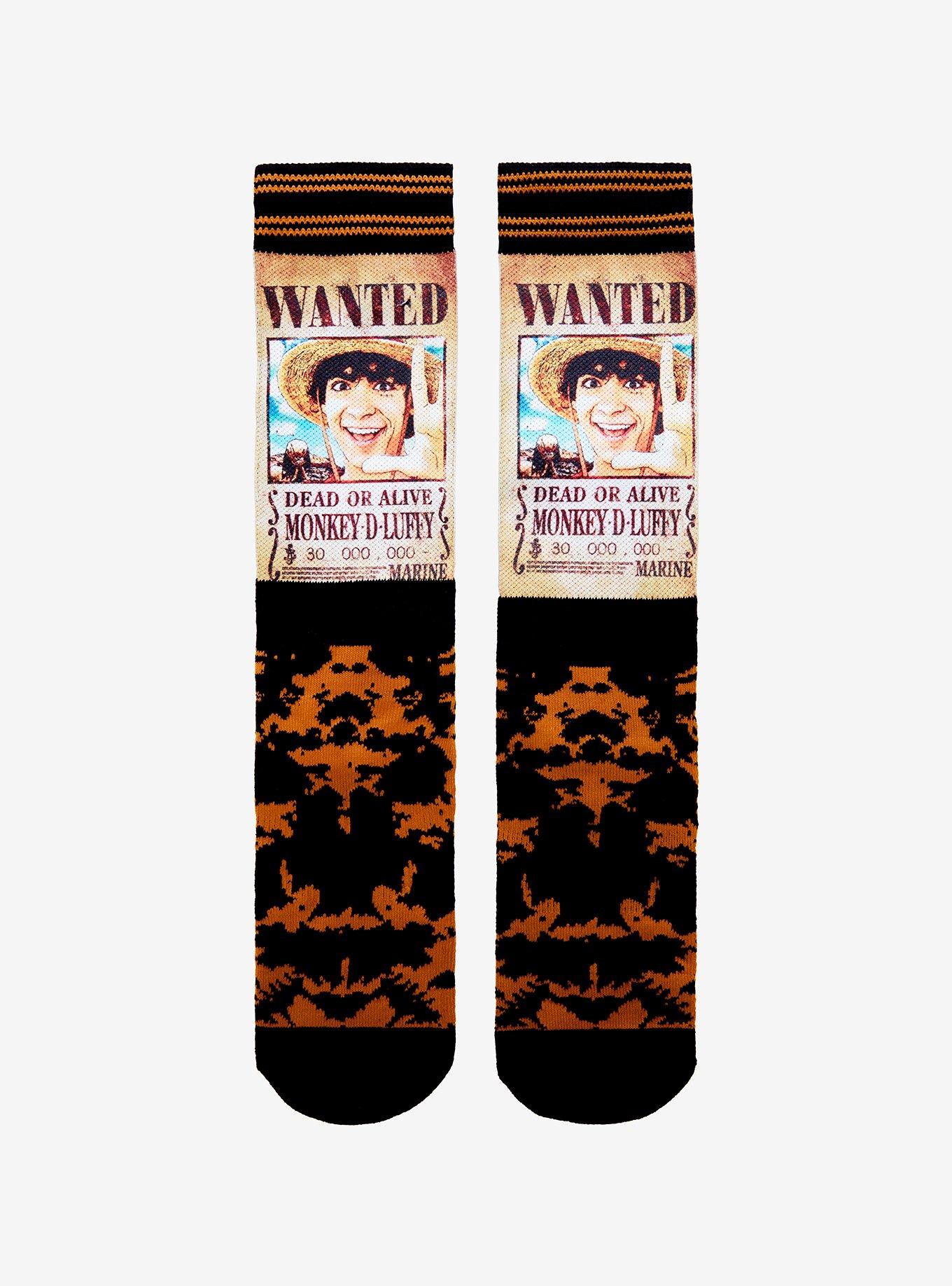 One Piece Luffy Live Action Wanted Poster Crew Socks, , hi-res