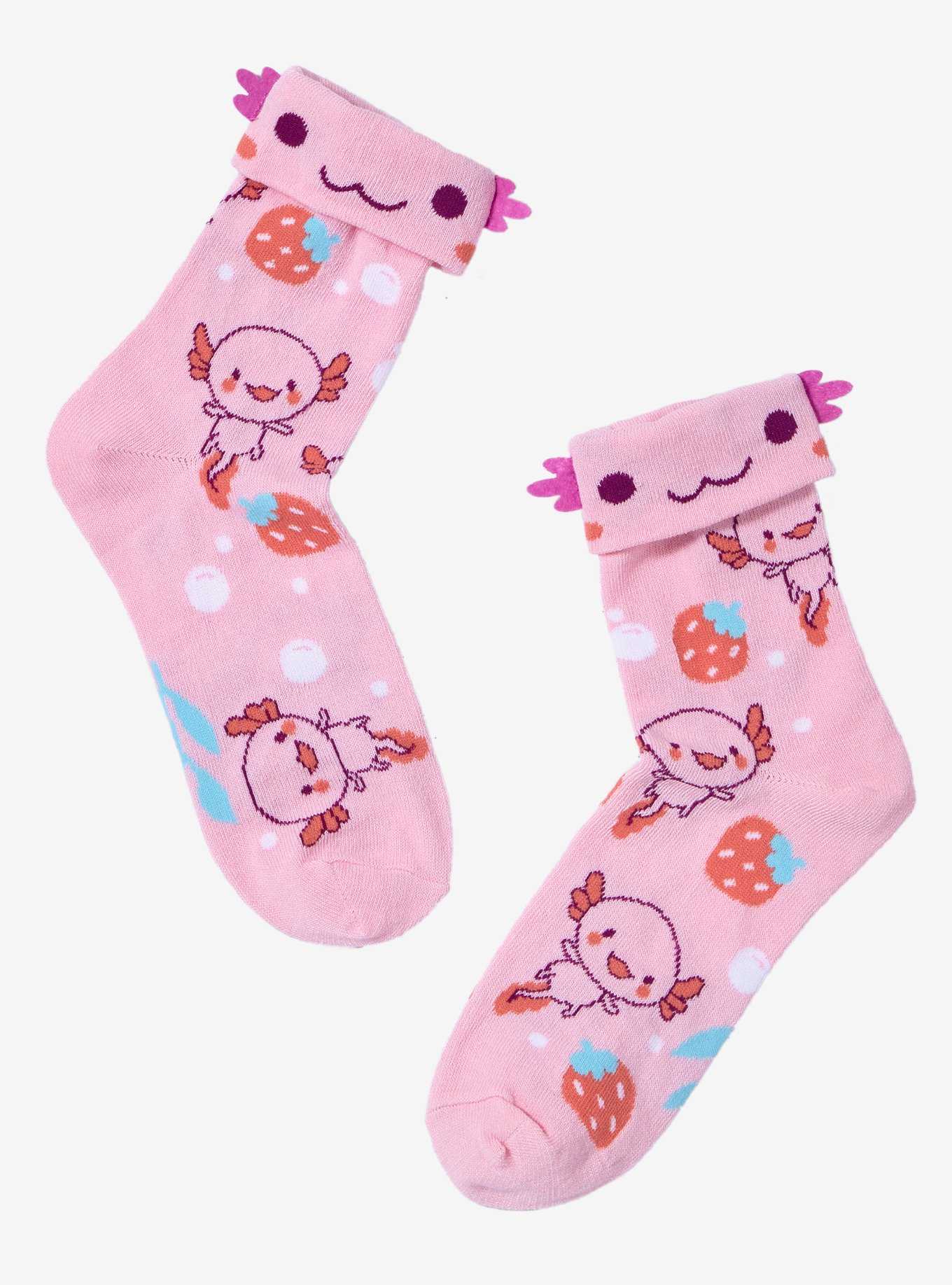 Axolotl Strawberry Crew Socks, , hi-res