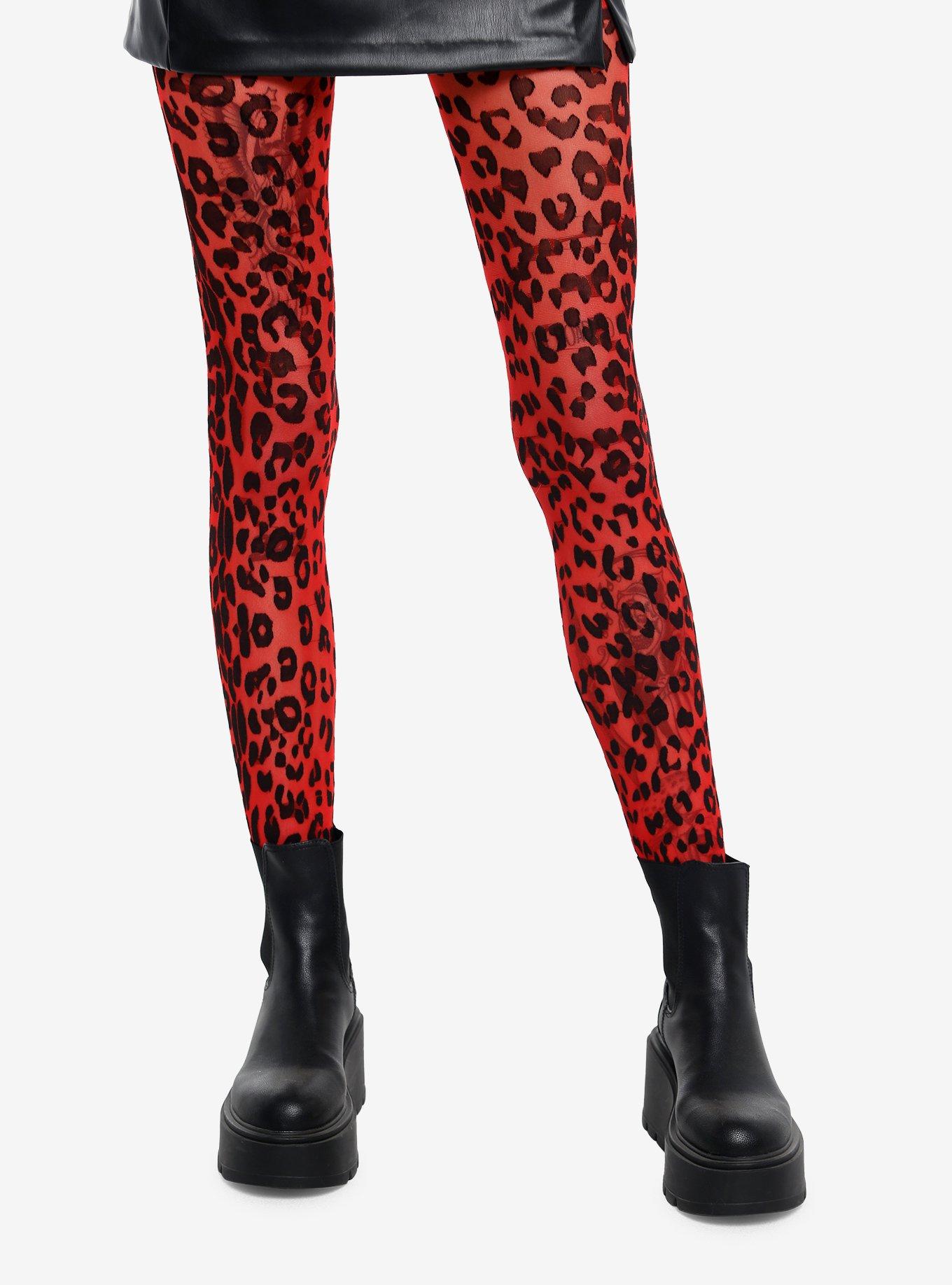 Red Leopard Tights, , hi-res