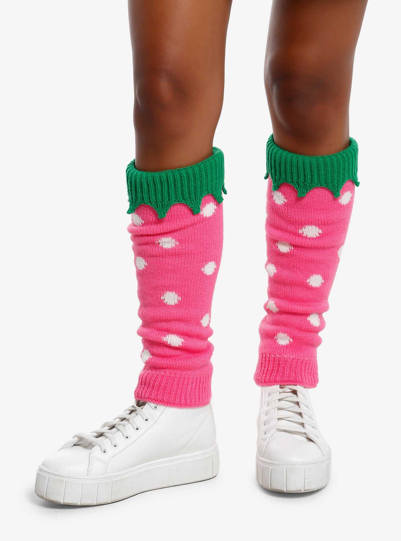 Pink Strawberry Knit Leg Warmers, , hi-res