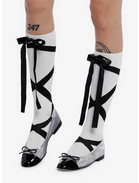 Ribbon Lace-Up Knee-High Socks, , hi-res
